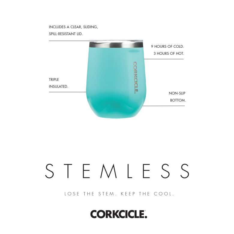 Corkcicle Stemless Wine Glass- 12oz Gloss White