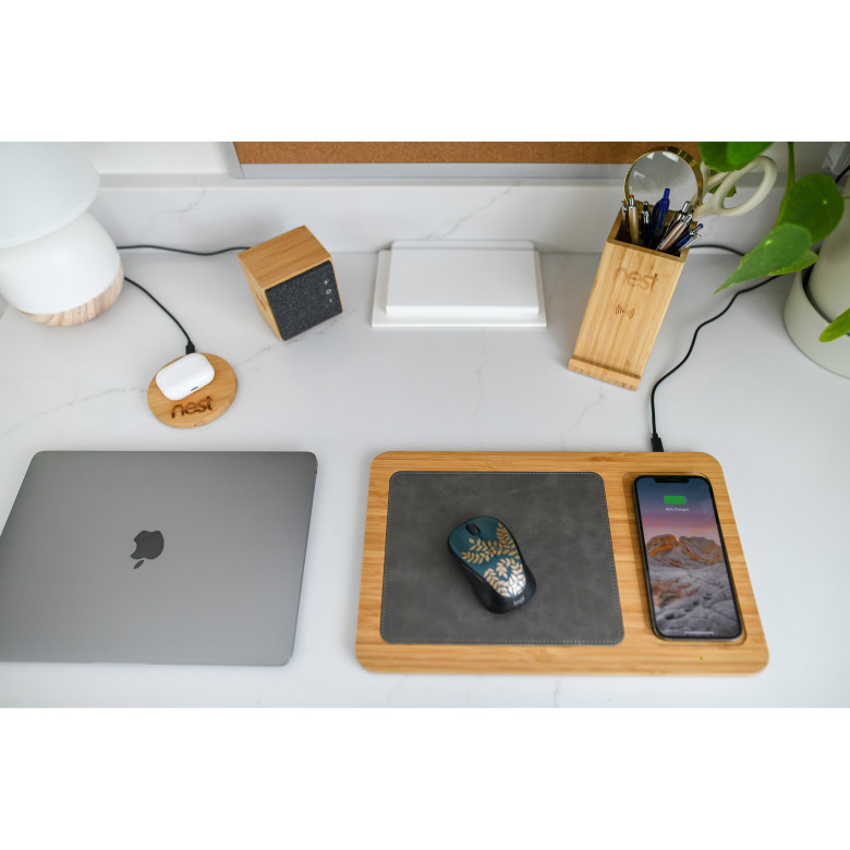 Auden Bamboo Wireless Charging Mouse Pad