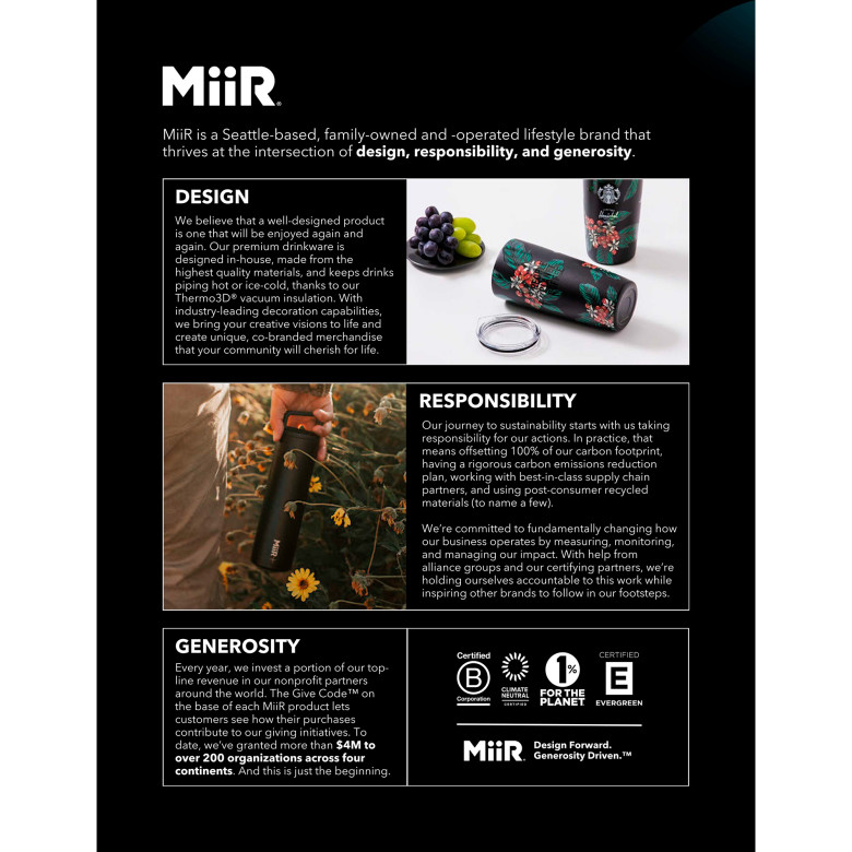 MiiR® Vacuum Insulated Chug Lid Bottle item 101223 - 20 Oz. MIN