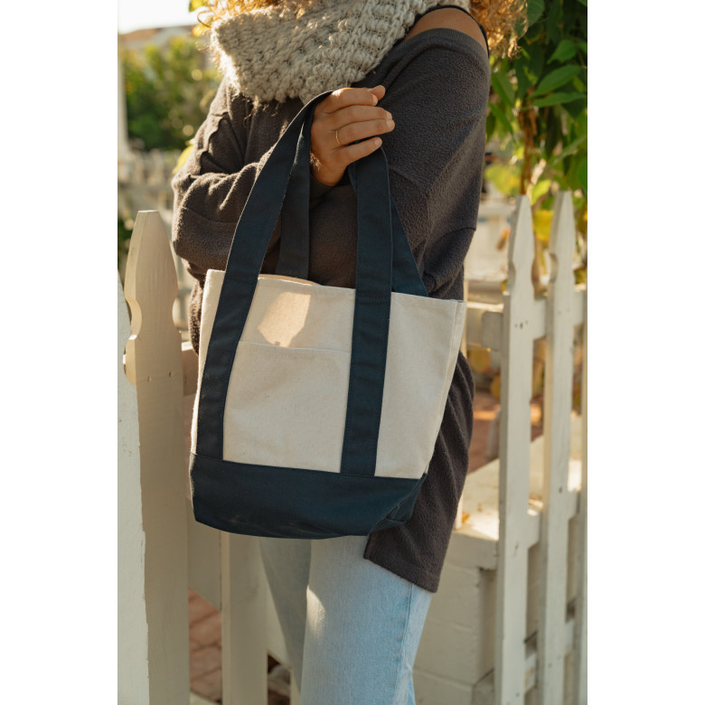 ☆☆GENERAL IDEA☆☆ WOMAN GNRL mini canvas tote bag [KHAKI] Canvas Tote Bag Mini Handbag Tote Purse with Zipper Women